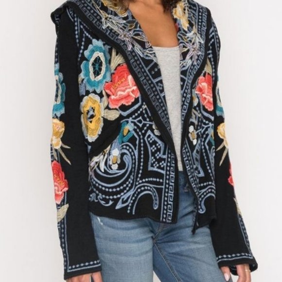 Johnny Was Sweaters - Johnny Was Biya Nessava Hooded Cardigan Jacket Wrap Large